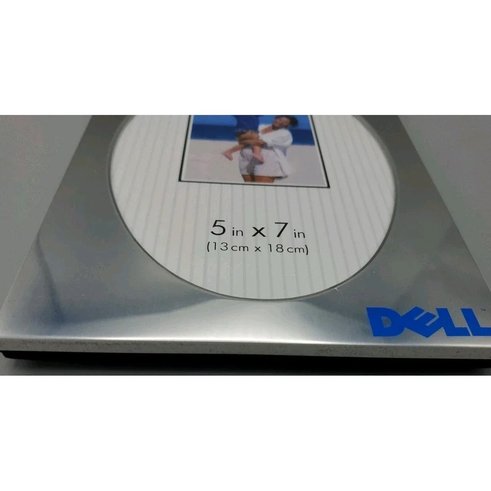 Dell Computer Picture‎ Frame Silver 5x7 Photo Oval Shiny Chrome Flaw